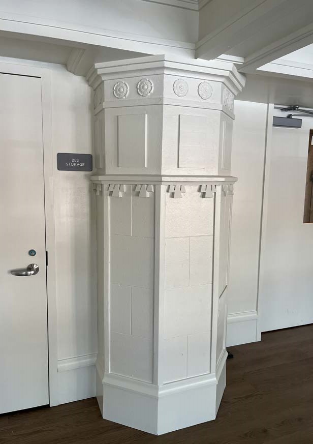 Rehabilitated octagonal column in mezzanine